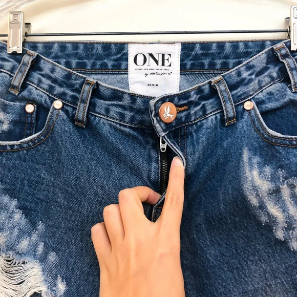 One Teaspoon Trashed Free Birds Distressed Denim Low Waist Skinny Jeans 26 EUC - Picture 4 of 8